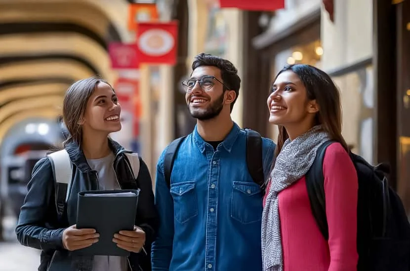 Group of international students looking happy