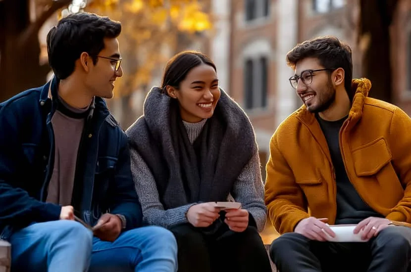 Group of international students on a U.S. campus