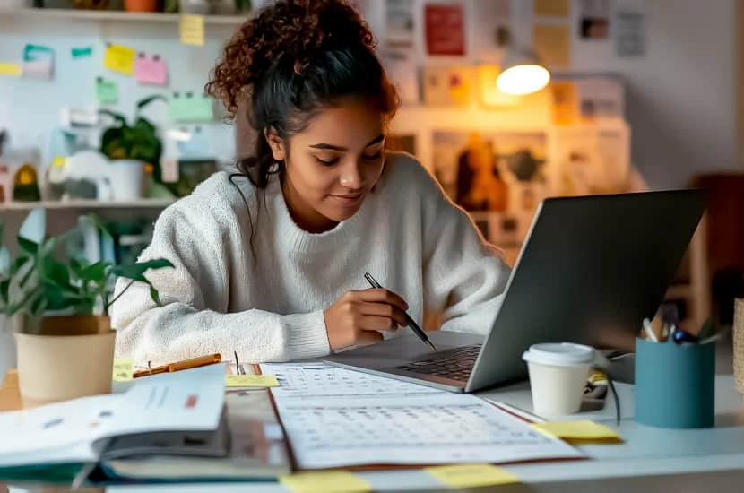 International student studying