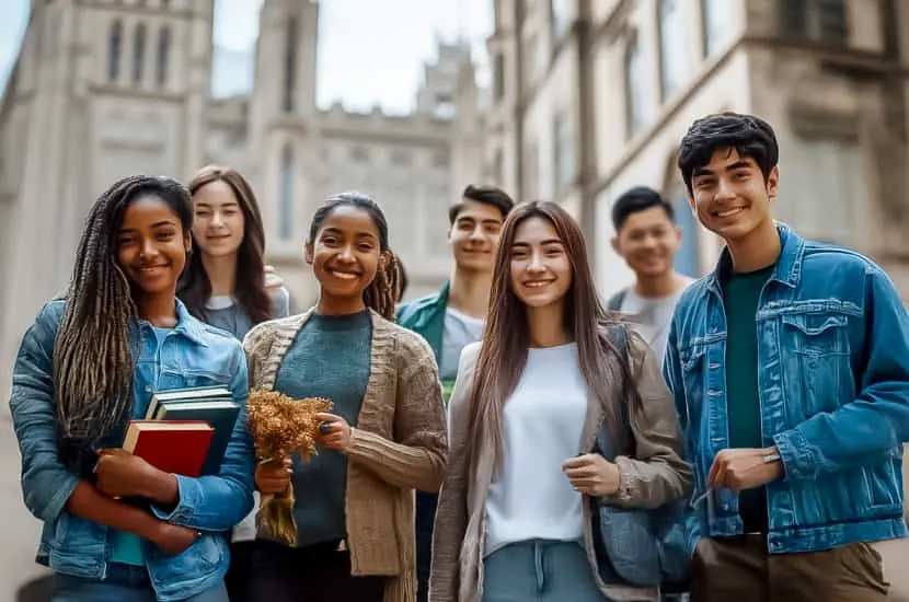 Happy group of international students