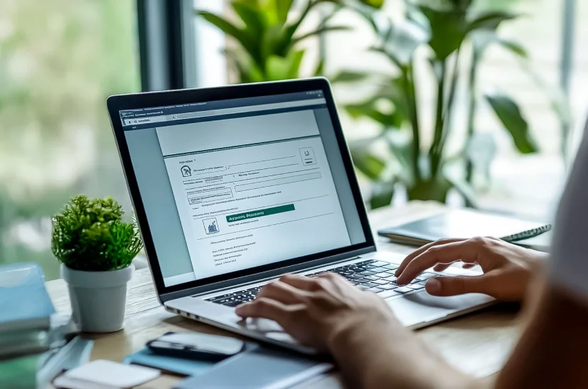 International student typing