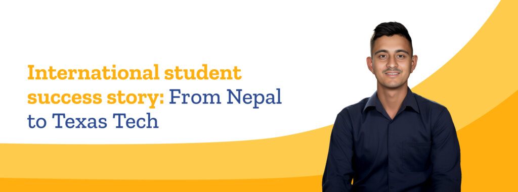 Nepali international student Roshan Bhandari smiles, wearing a dark, long-sleeved shirt