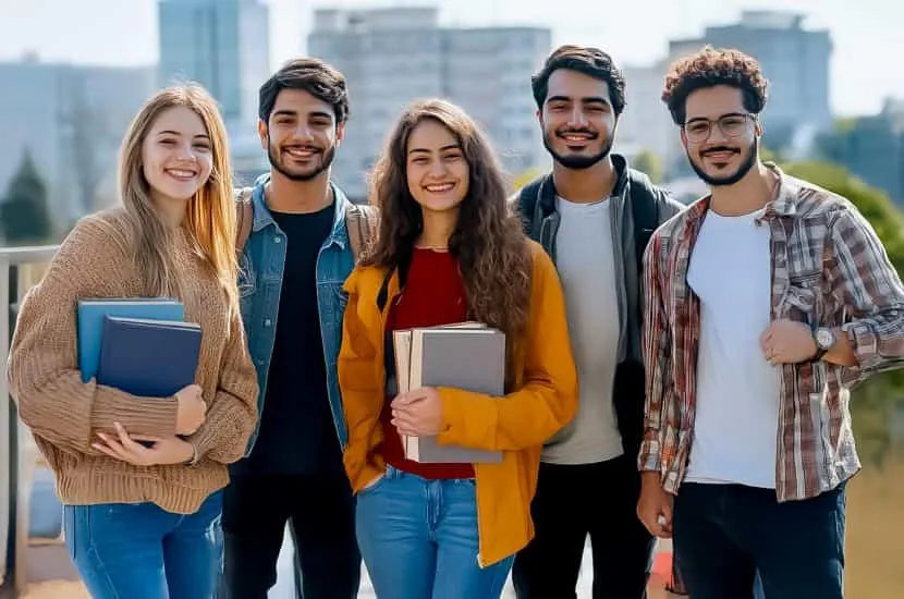 Group of international students in an urban setting