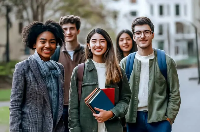 Group of international students on a U.S. campus