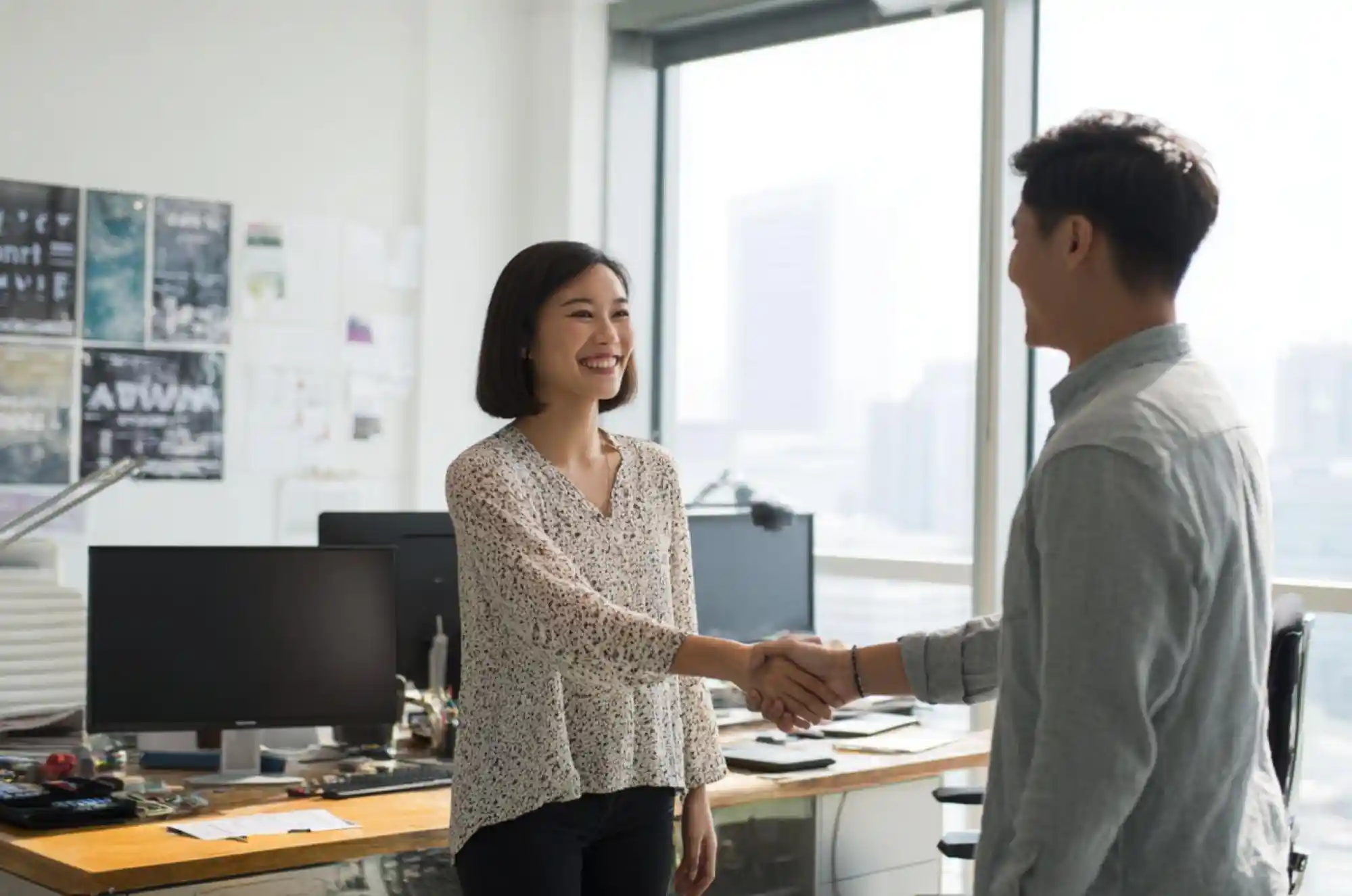 International student meeting with manager at a job abroad