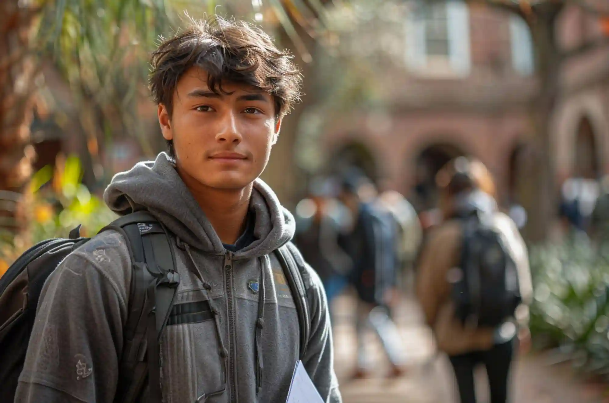 International student working while on campus abroad