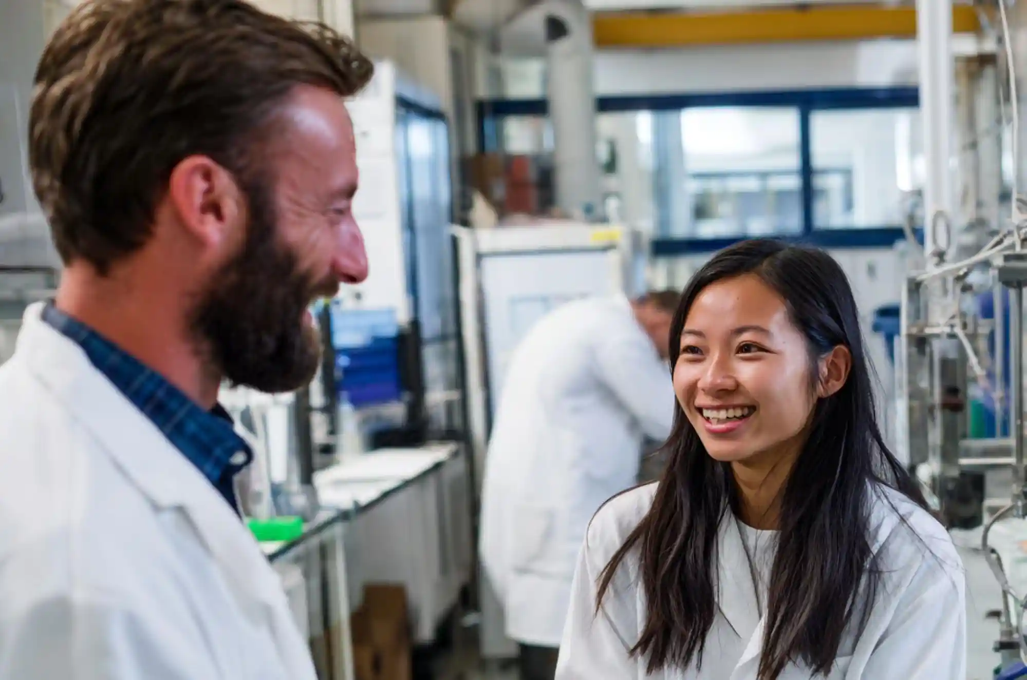 STEM students smiling while learning in a university abroad