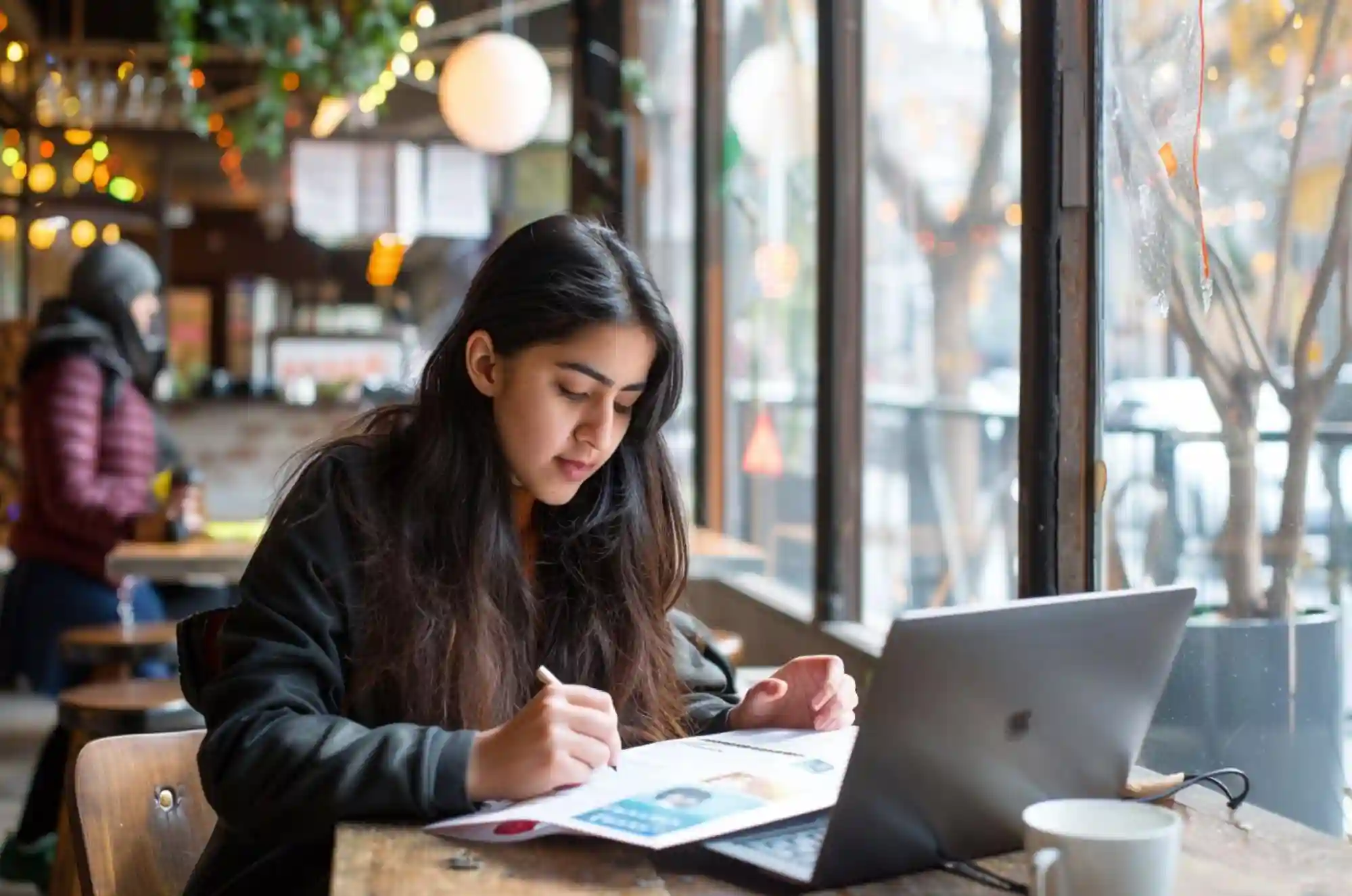 Student studying while on a campus abroad