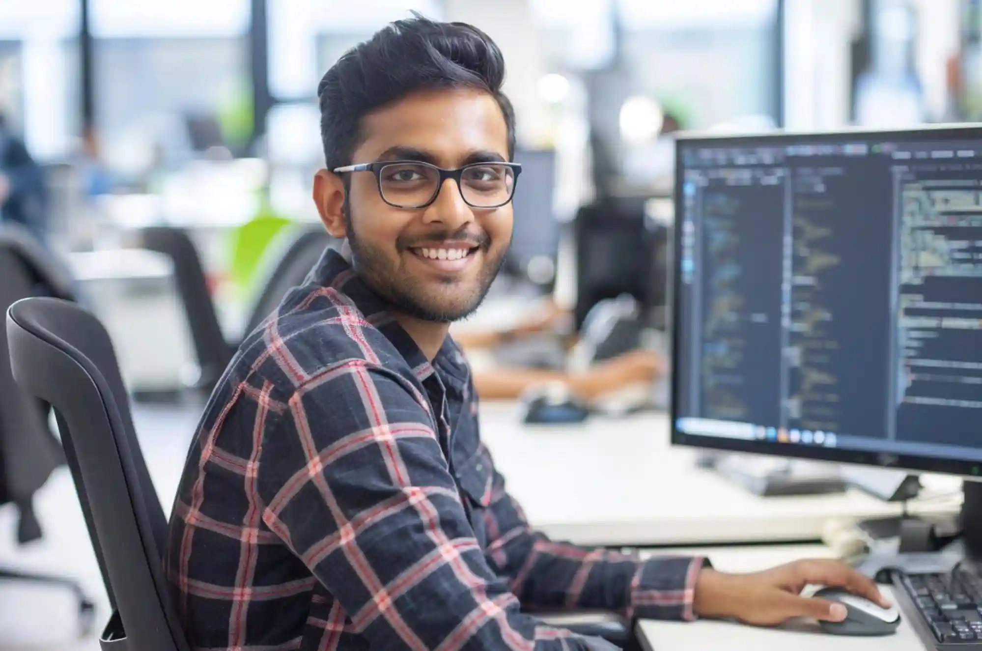 Indian student intern in business casual clothing