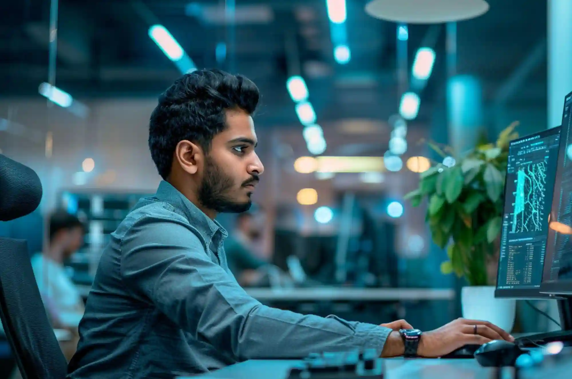 Young Indian professional in mid-twenties wearing business casual attire