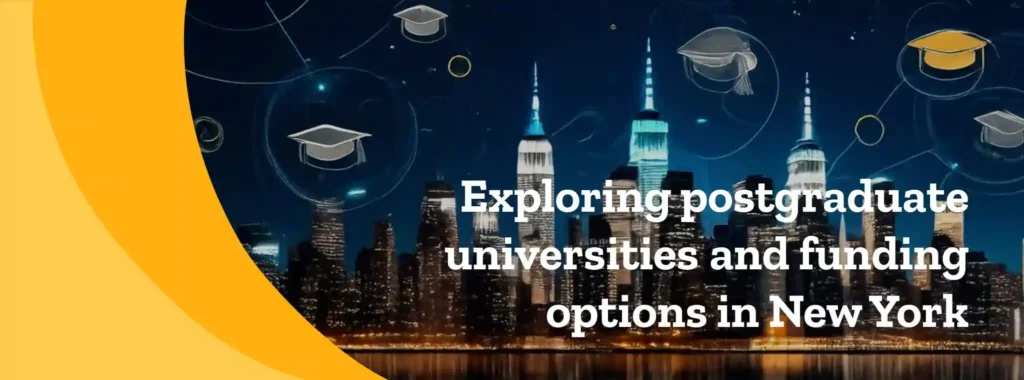 New York City skyline and graduation caps