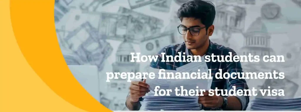 International Indian student reviewing financial documents for their student visa.