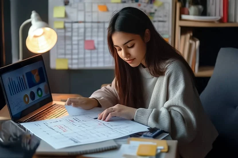 An international student sitting at a desk